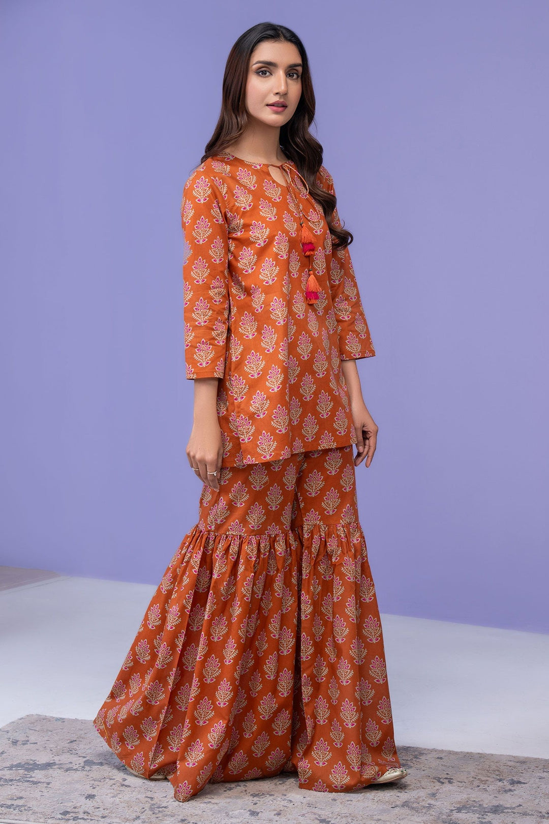 Lawn Rust Kurti - Limelight