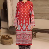 Lawn Red Stitched Suit - Limelight