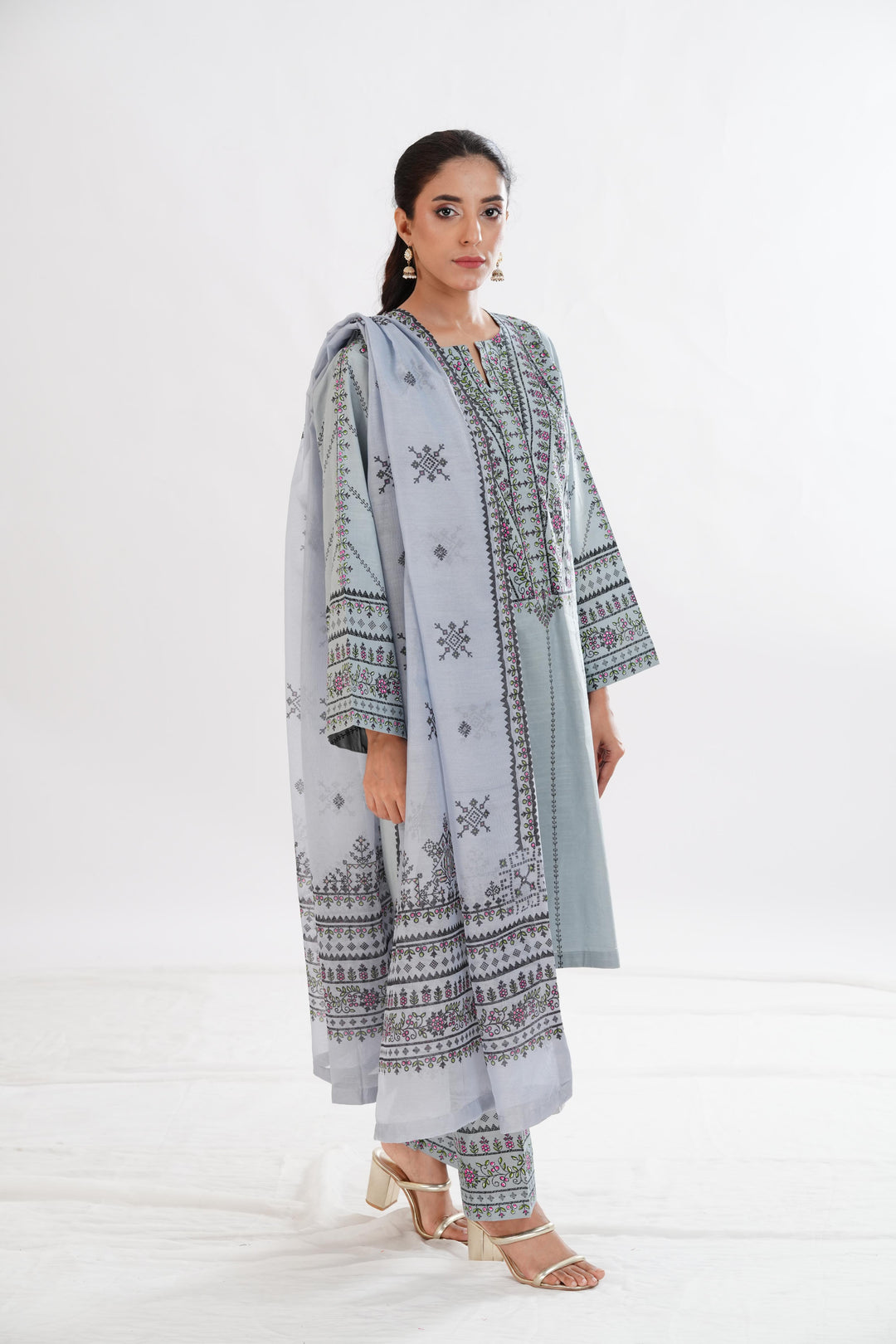 Lawn Grey Stitched Suit - Limelight