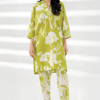 Lawn Lemon Stitched Suit - Limelight