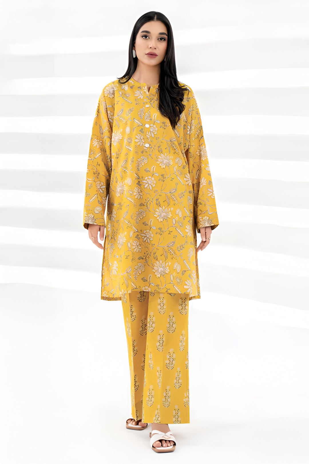 Lawn Yellow Unstitched Suit - Limelight