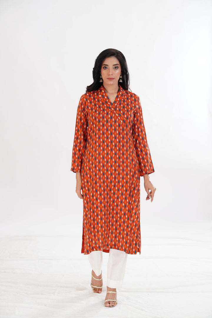 Lawn Rust Kurti - Limelight