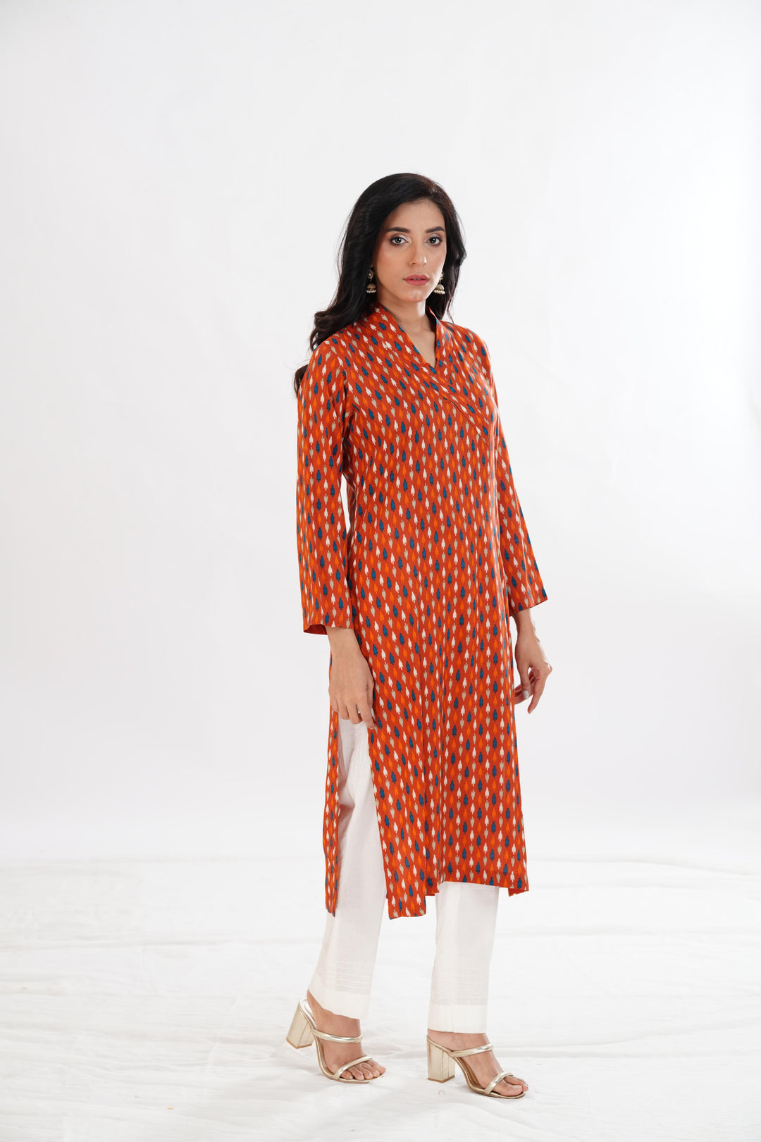 Lawn Rust Kurti - Limelight
