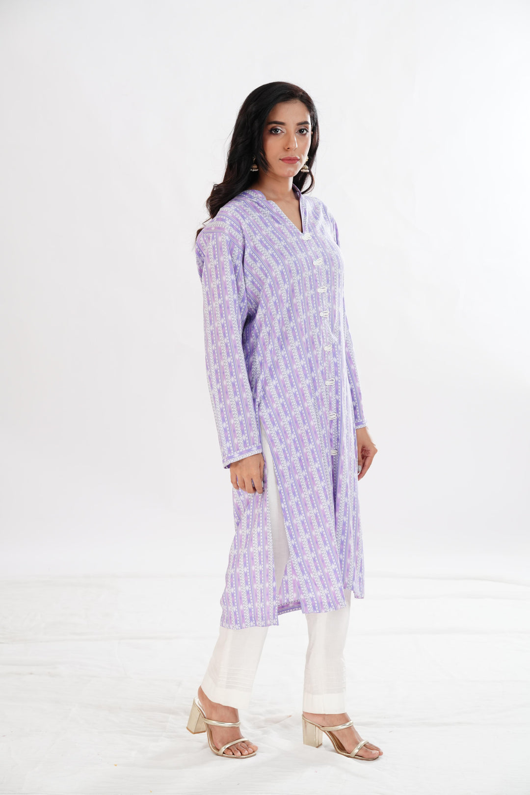Lawn Lilac Kurti - Limelight