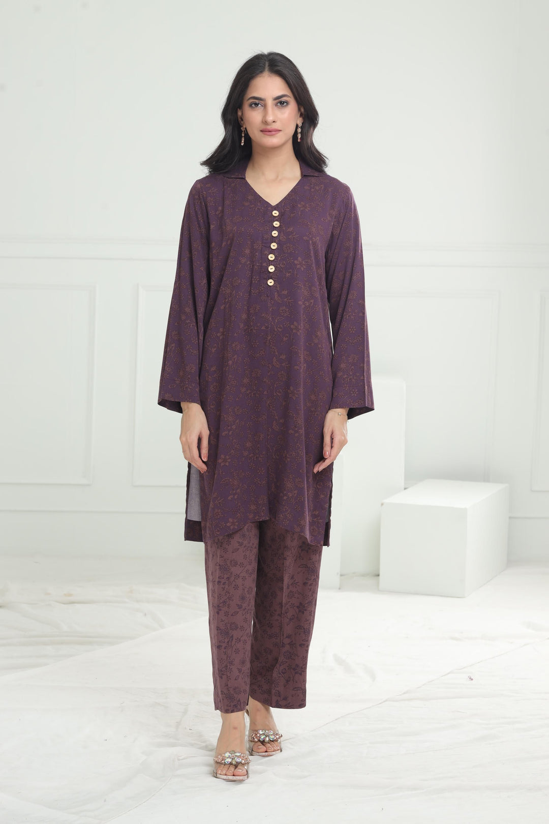 Stone Purple Stitched Suit - Limelight