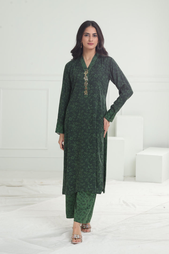 Stone Green Stitched Suit - Limelight