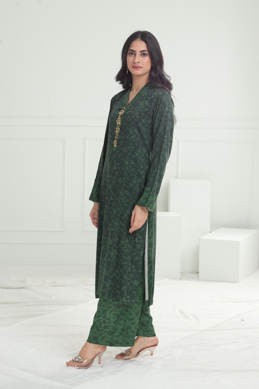 Stone Green Stitched Suit - Limelight
