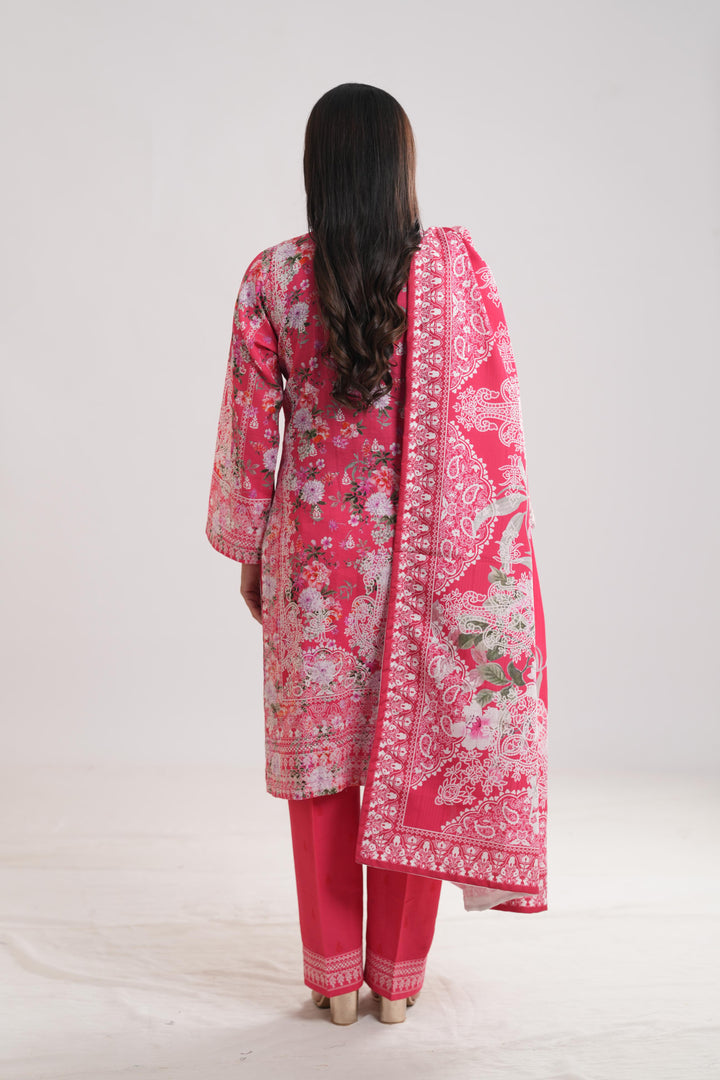 Khaddar Red Stitched Suit - Limelight