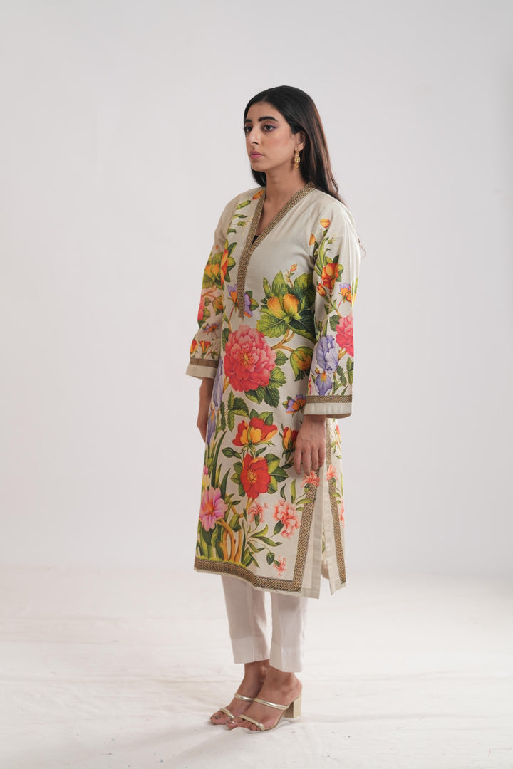 Khaddar Beige Kurti - Limelight