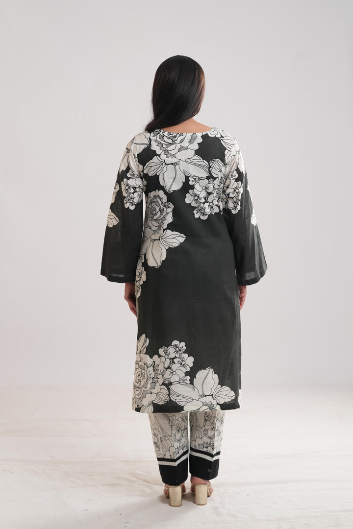 Khaddar Black Stitched Suit - Limelight