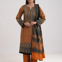 Khaddar Yellow Stitched Suit - Limelight