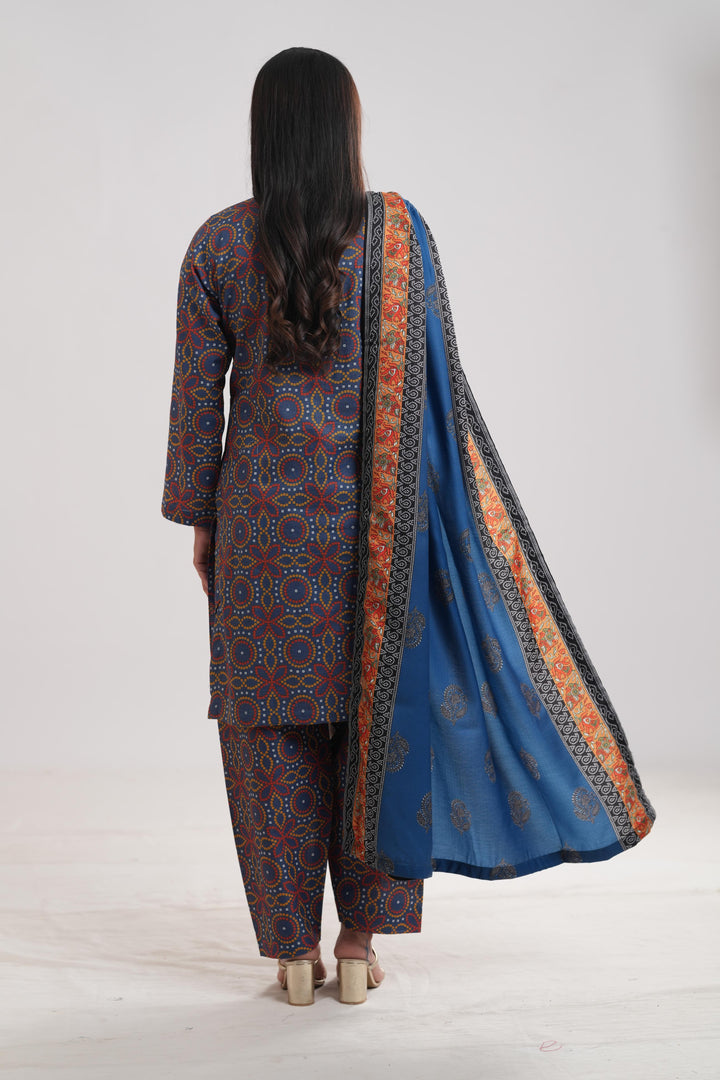 Khaddar Blue Stitched Suit - Limelight