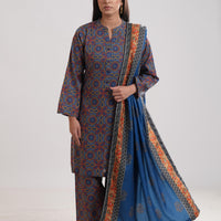 Khaddar Blue Stitched Suit - Limelight
