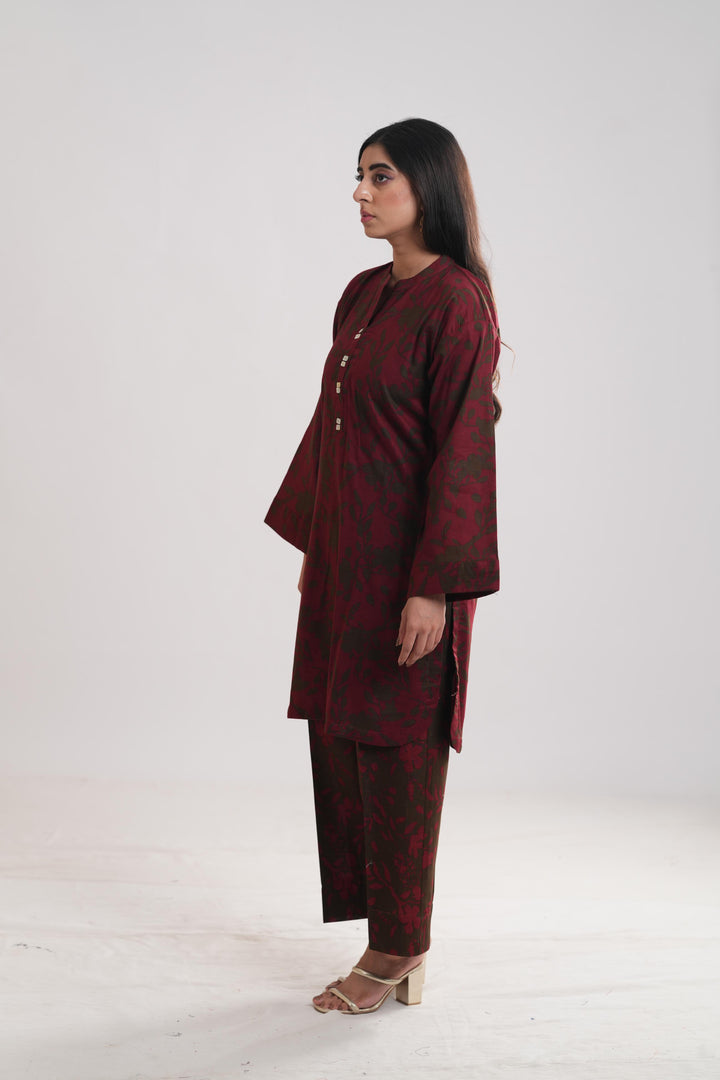 Khaddar Pink Stitched Suit - Limelight