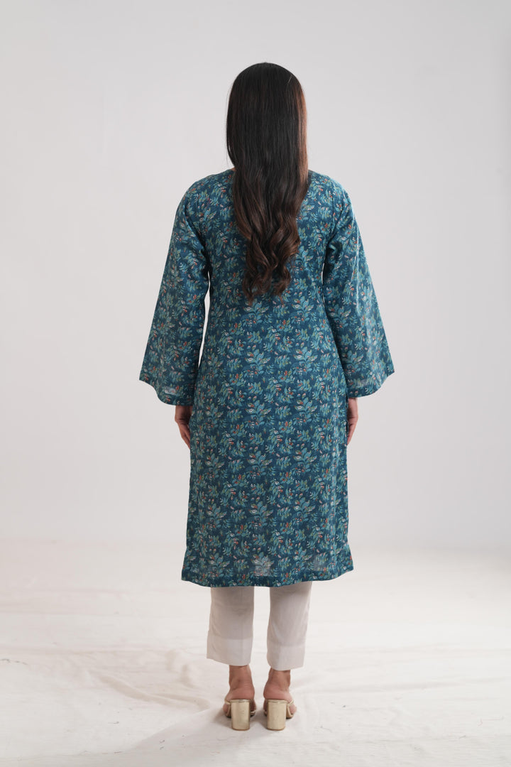 Khaddar Blue Kurti - Limelight