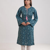 Khaddar Blue Kurti - Limelight