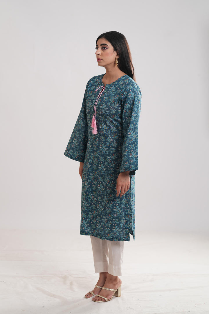 Khaddar Blue Kurti - Limelight