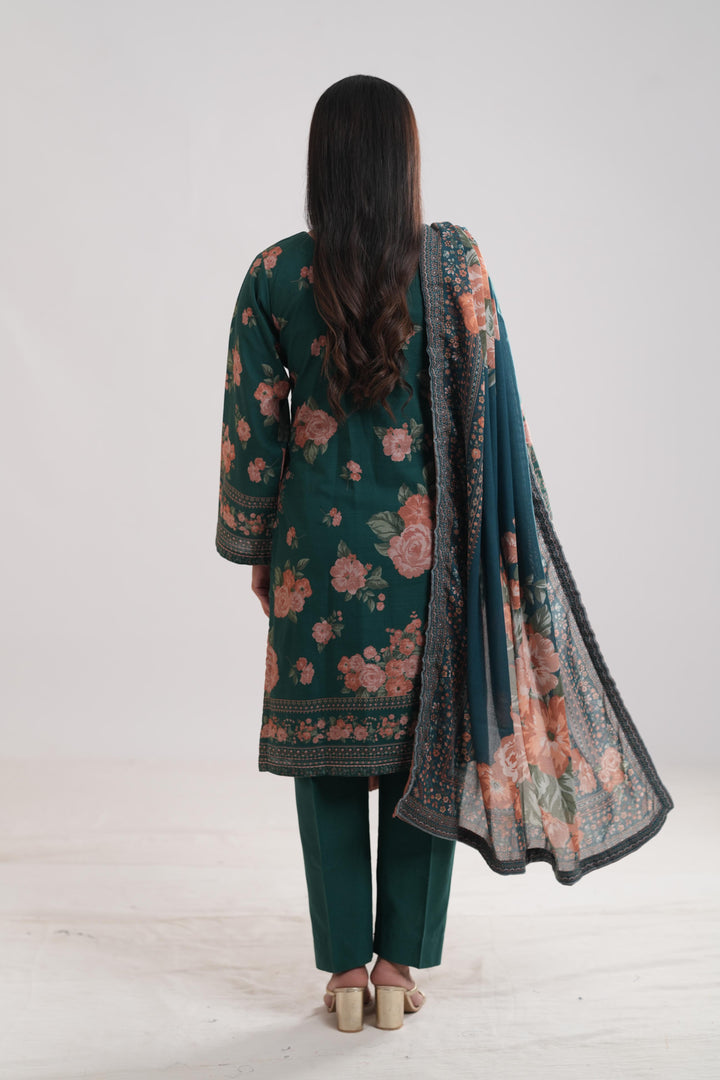 Khaddar Green Stitched Suit - Limelight