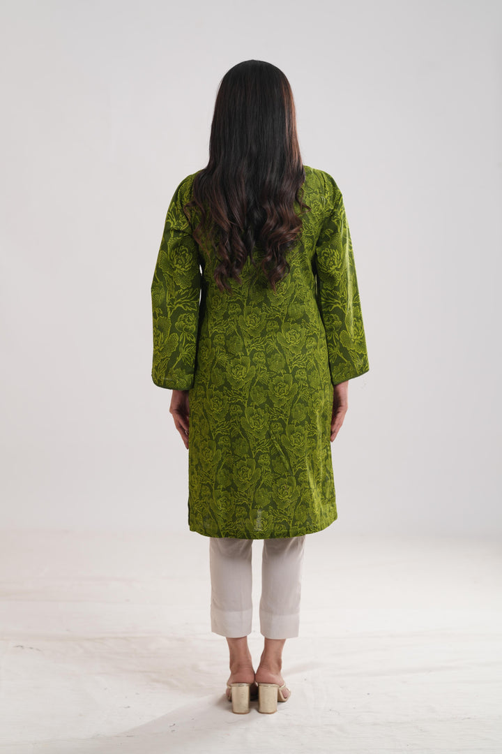 Khaddar Green Kurti - Limelight