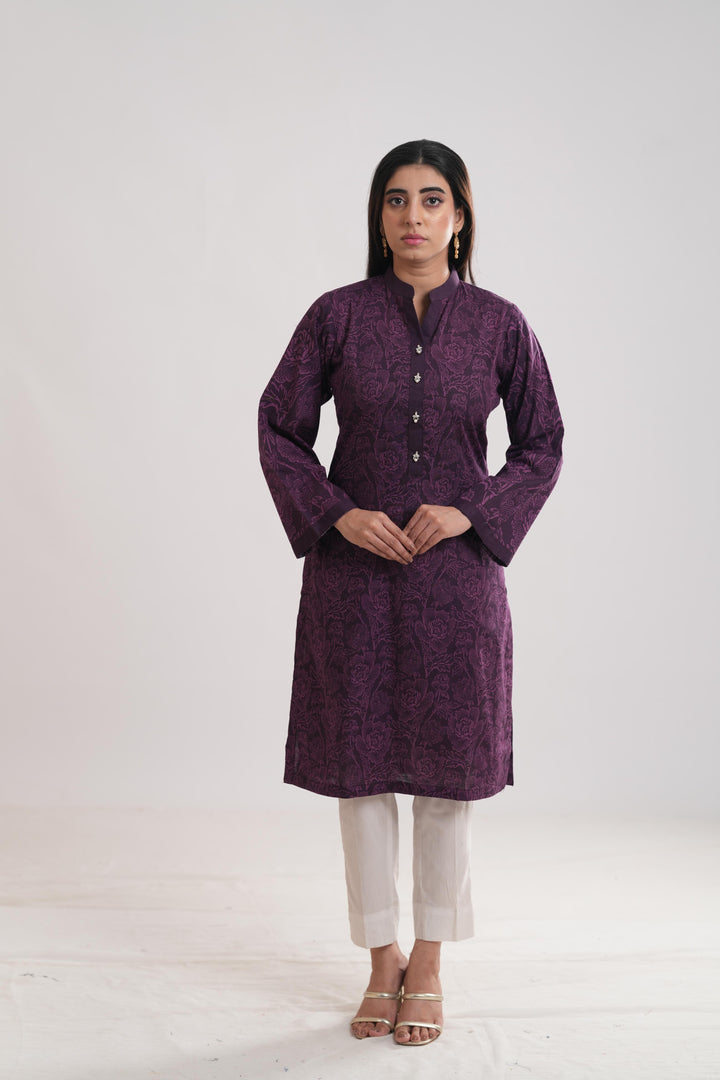 Khaddar Purple Kurti - Limelight