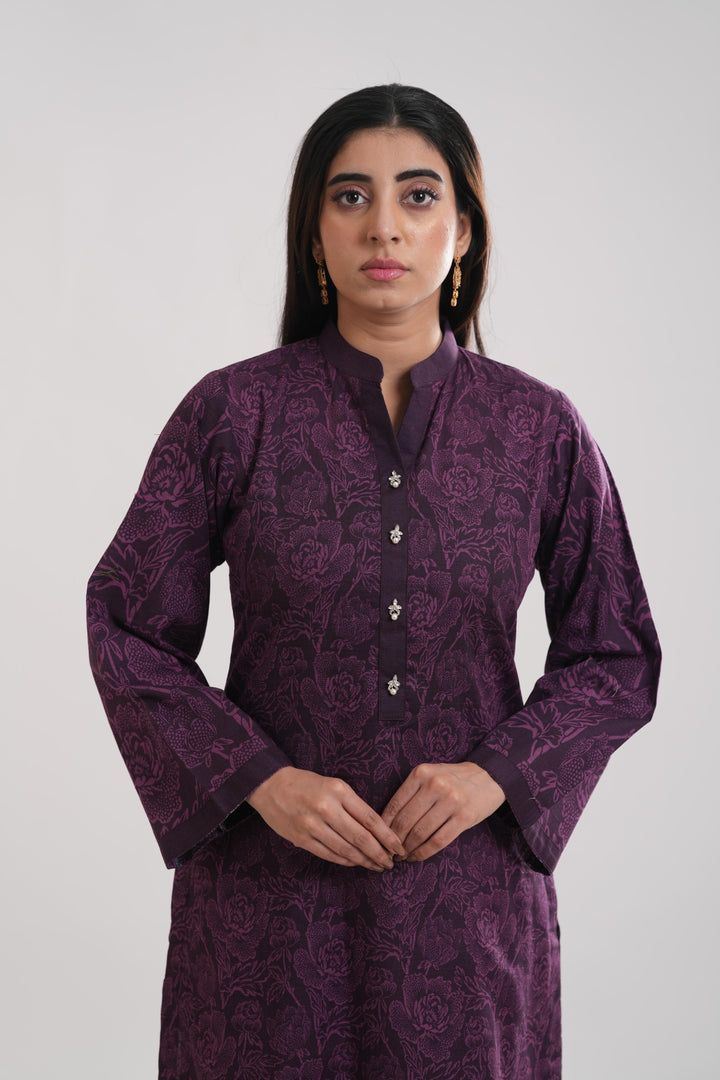 Khaddar Purple Kurti - Limelight
