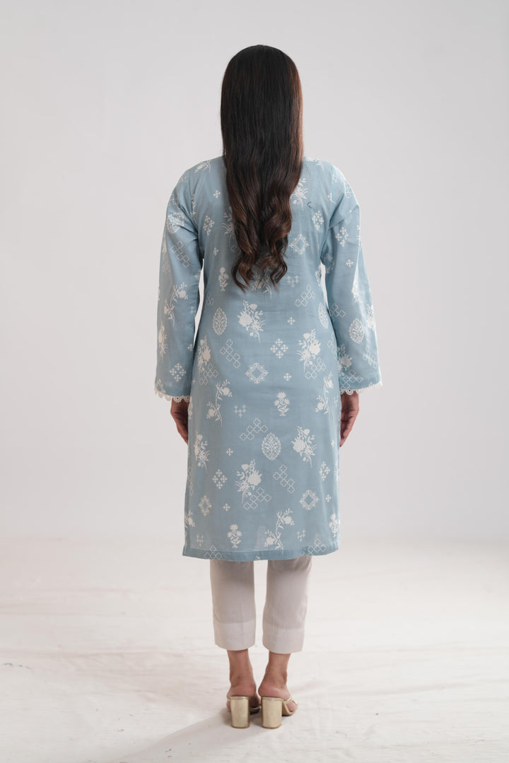 Khaddar Sky Blue Kurti - Limelight