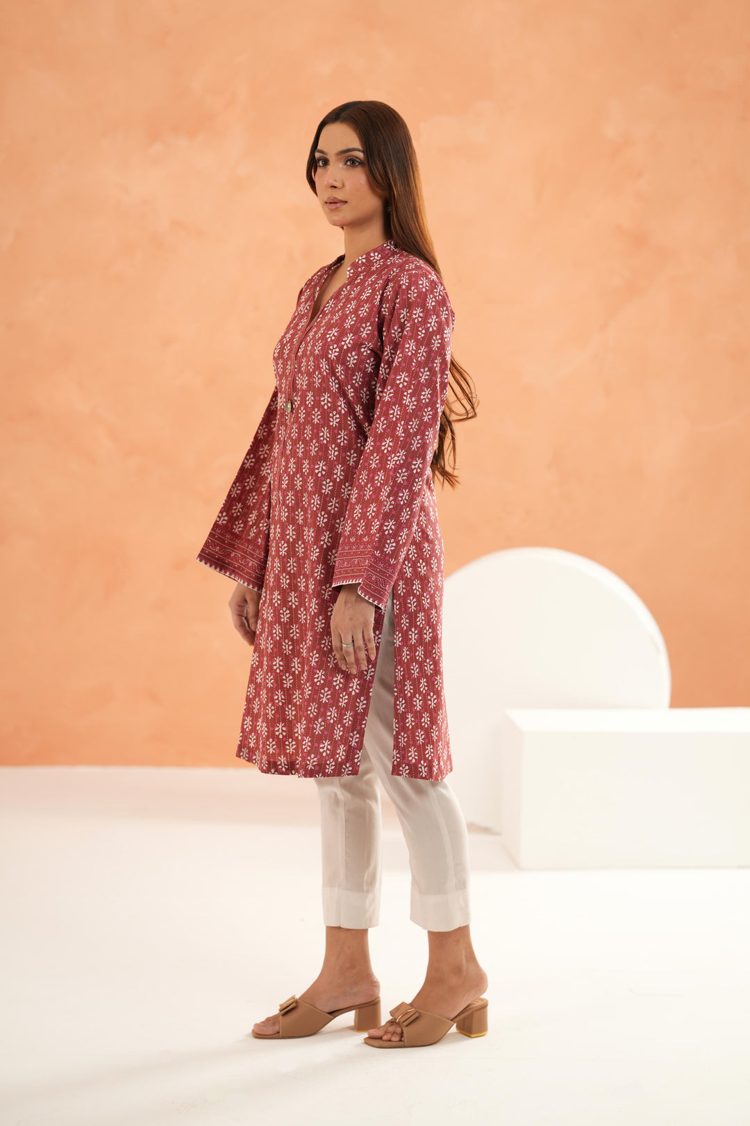 Lawn Red Kurti - Limelight
