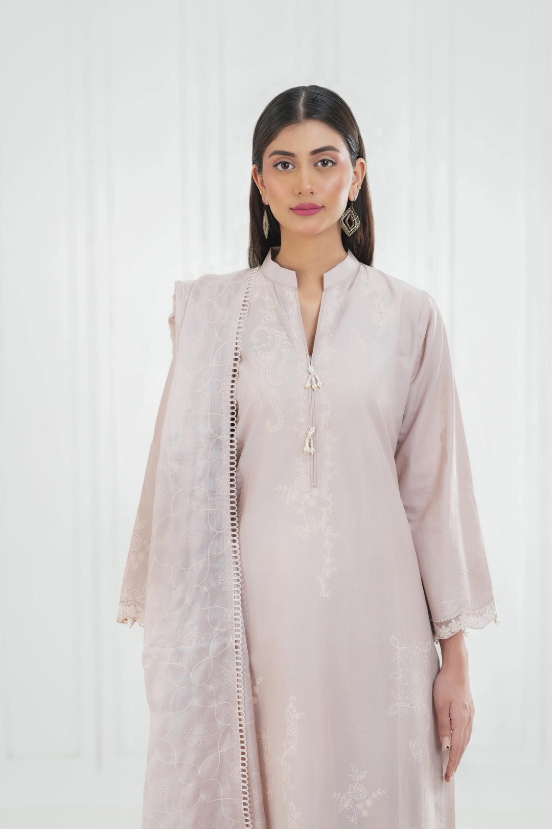 Muted Mauve - Cross Stitch Embroidered Lawn Stitched