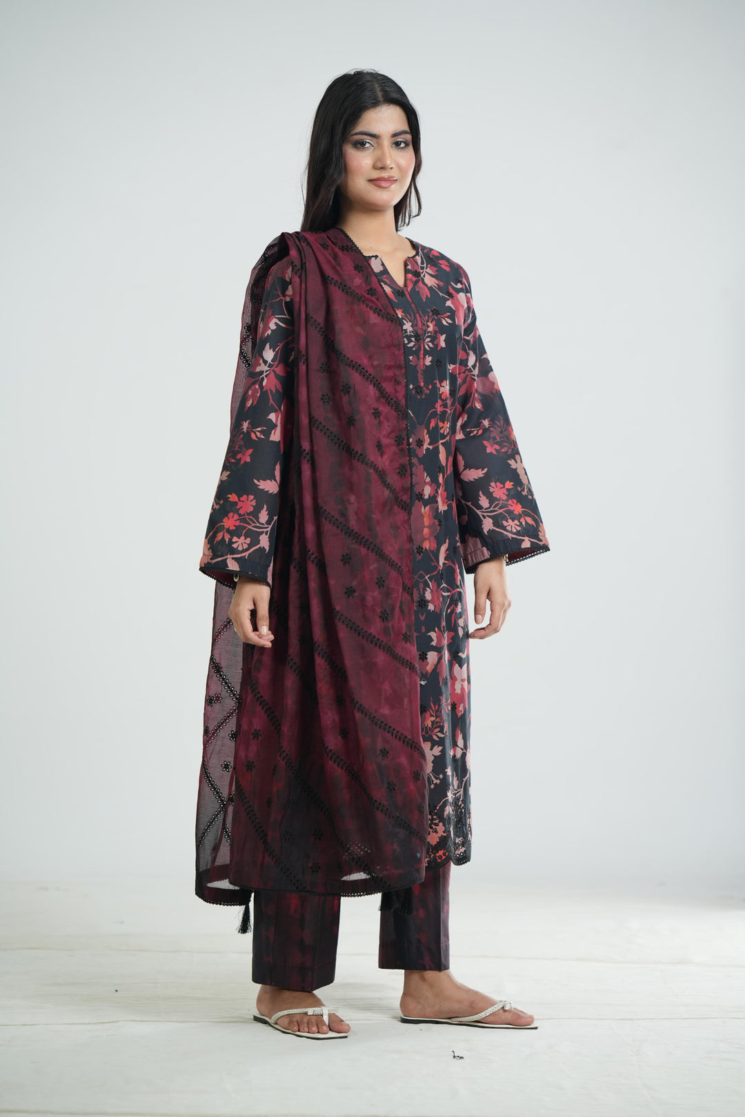Lawn Black Stitched Suit - Jazmin