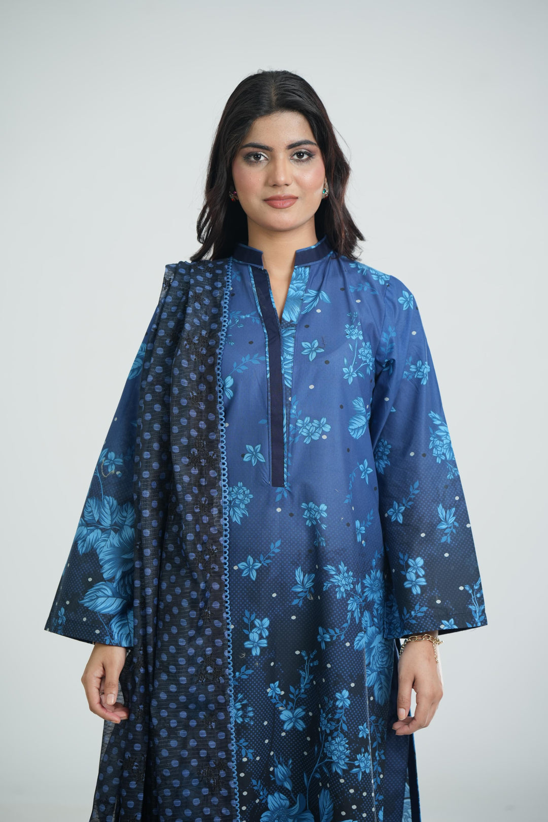 Lawn Blue Stitched Suit - Jazmin