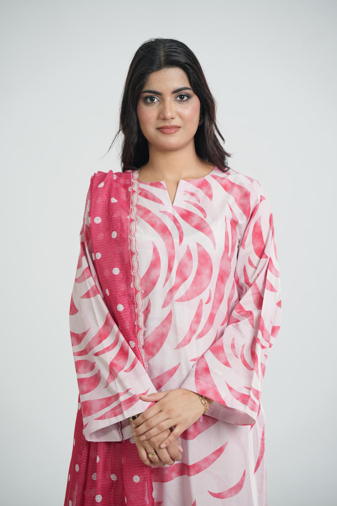 Lawn Peach Stitched Suit - Jazmin