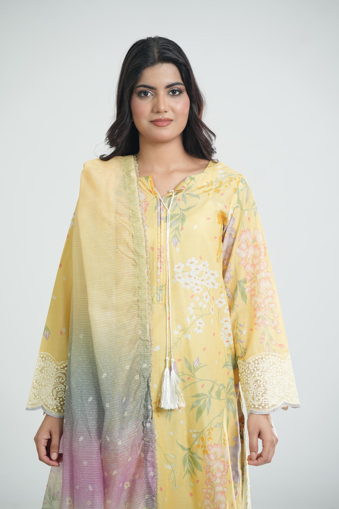 Lawn Yellow Stitched Suit - Jazmin