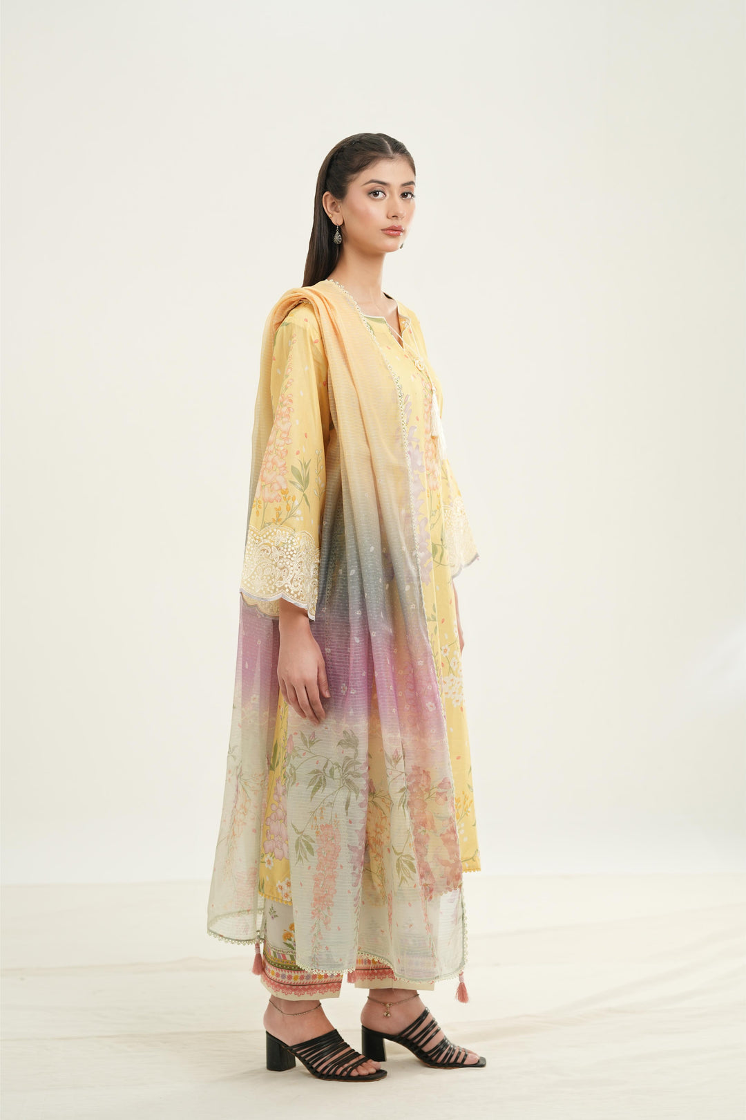 Embroidered Lawn Butter Yellow Stitched Suit - Jazmin