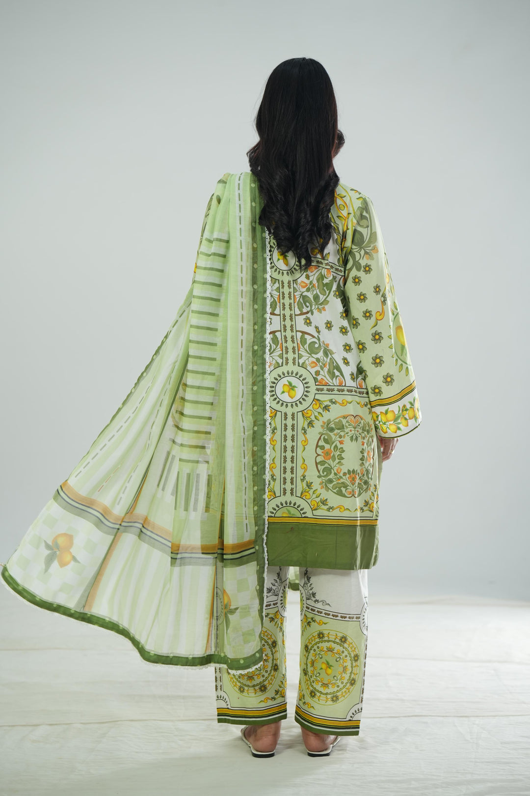 Lawn Green Stitched Suit - Jazmin