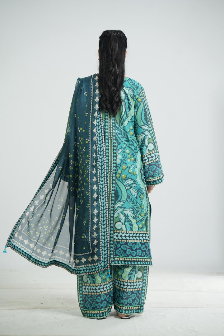 Lawn Green Stitched Suit - Jazmin