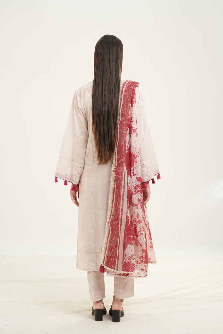 Embroidered Lawn Ivory Stitched Suit - Jazmin