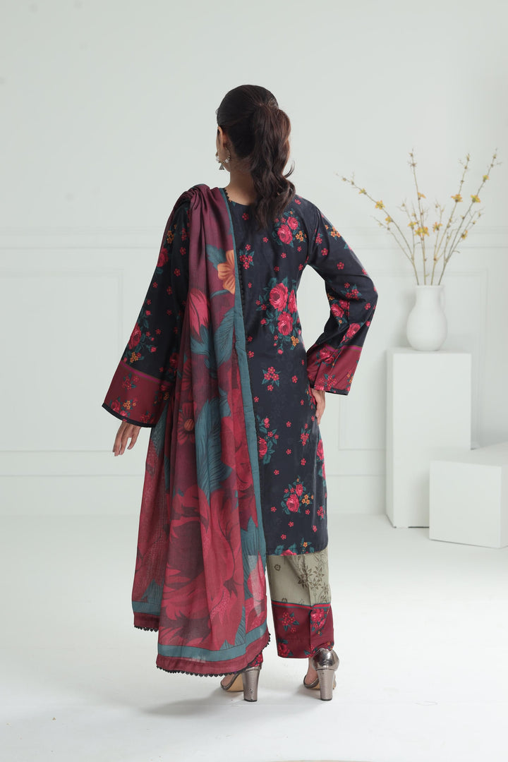 Viscose Black Stitched Suit - Jazmin