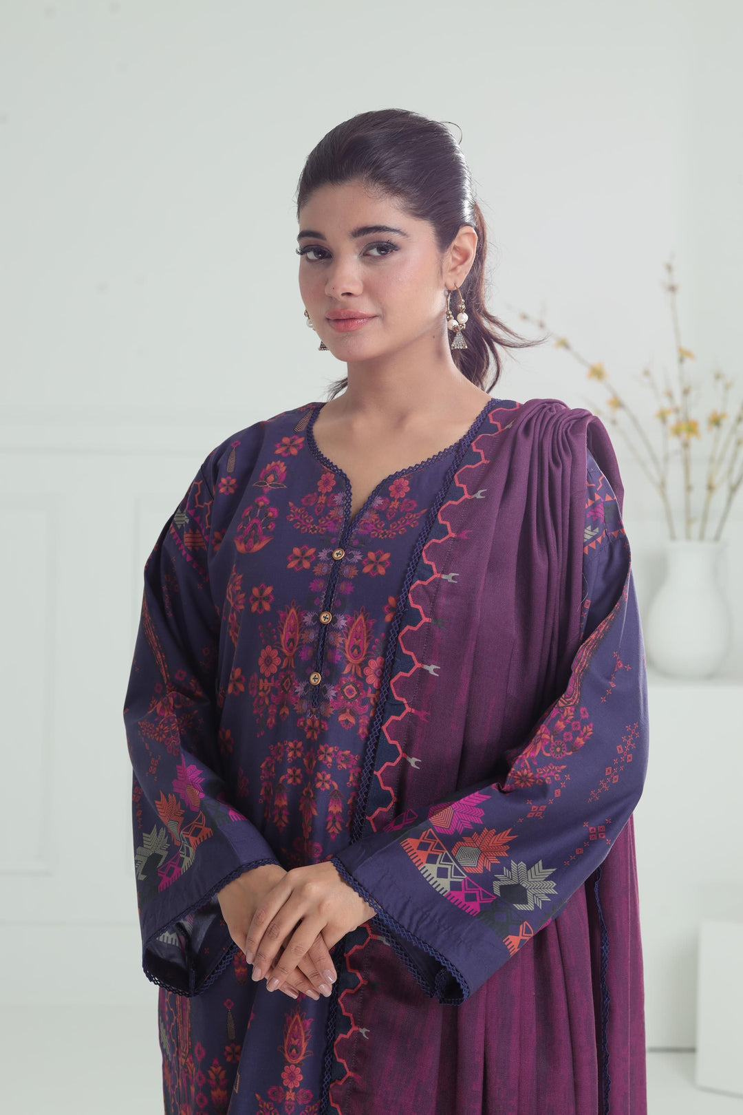 Viscose Light Purple Stitched Suit - Jazmin