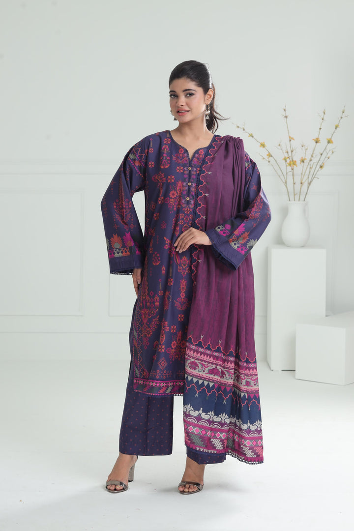 Viscose Light Purple Stitched Suit - Jazmin