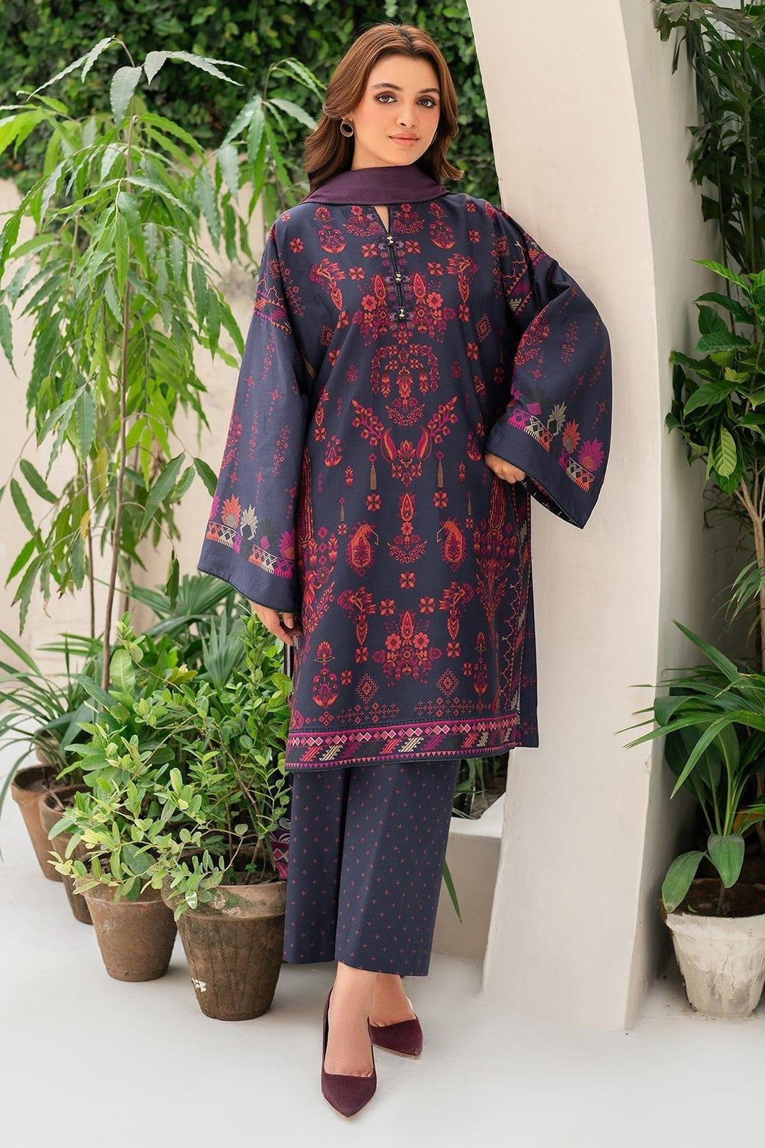 Viscose Light Purple Stitched Suit - Jazmin