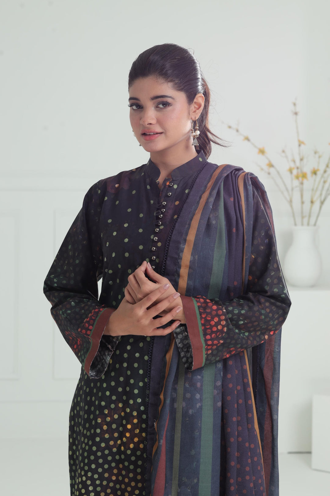 Viscose Dark Brown Stitched Suit - Jazmin