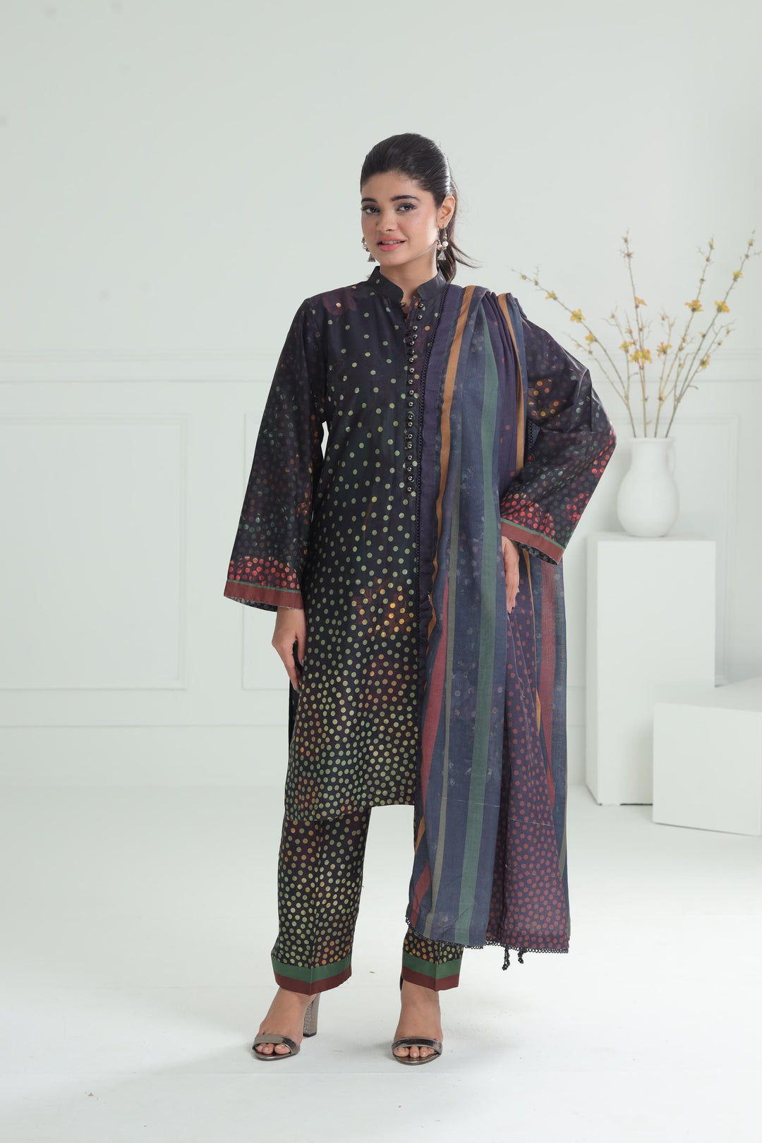 Viscose Dark Brown Stitched Suit - Jazmin