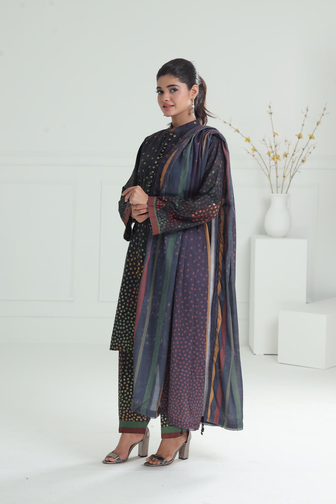 Viscose Dark Brown Stitched Suit - Jazmin