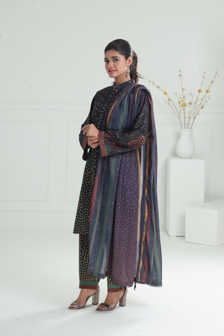 Viscose Dark Brown Stitched Suit - Jazmin