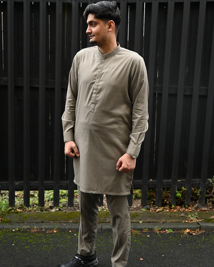 Cotton Plus Dark Beige Kurta Trouser - President by Gul Ahmed