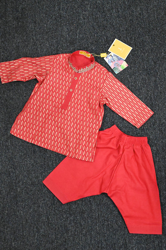 Cotton Red Shalwar Kameez- J. Junaid Jamshed