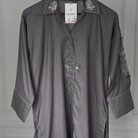 Dobby Grey Kurti - J. Junaid Jamshed