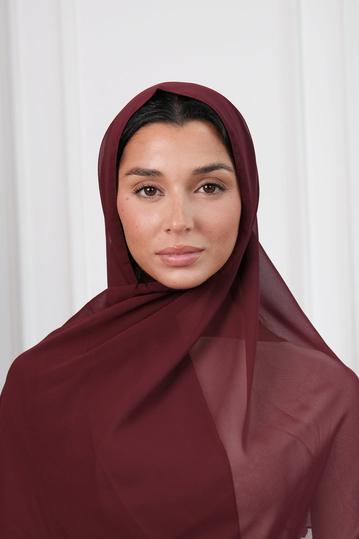 Burgundy Chiffon Hijab