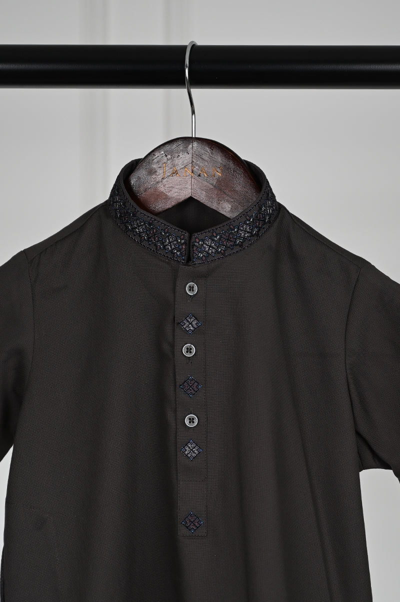 Blended Grey Kurta - J. Junaid Jamshed