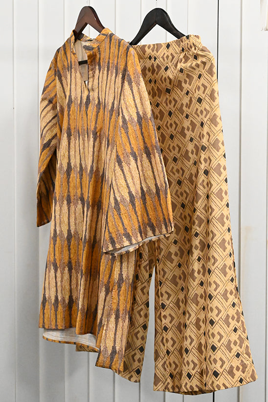 Slub Khaddar Brown Stitched Suit - Almirah